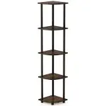 Furinno Turn-N-Tube 5 Tier Corner Display Rack Multipurpose Shelving Unit, Espresso/Black