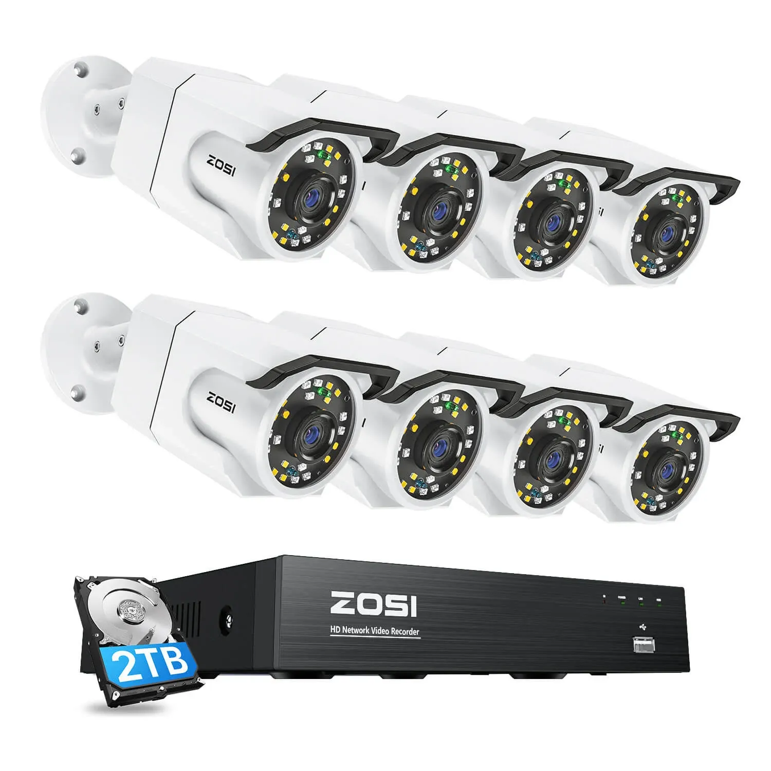 C105 4K Security Camera System + 4K 8-Channel PoE NVR + 2TB Hard Drive