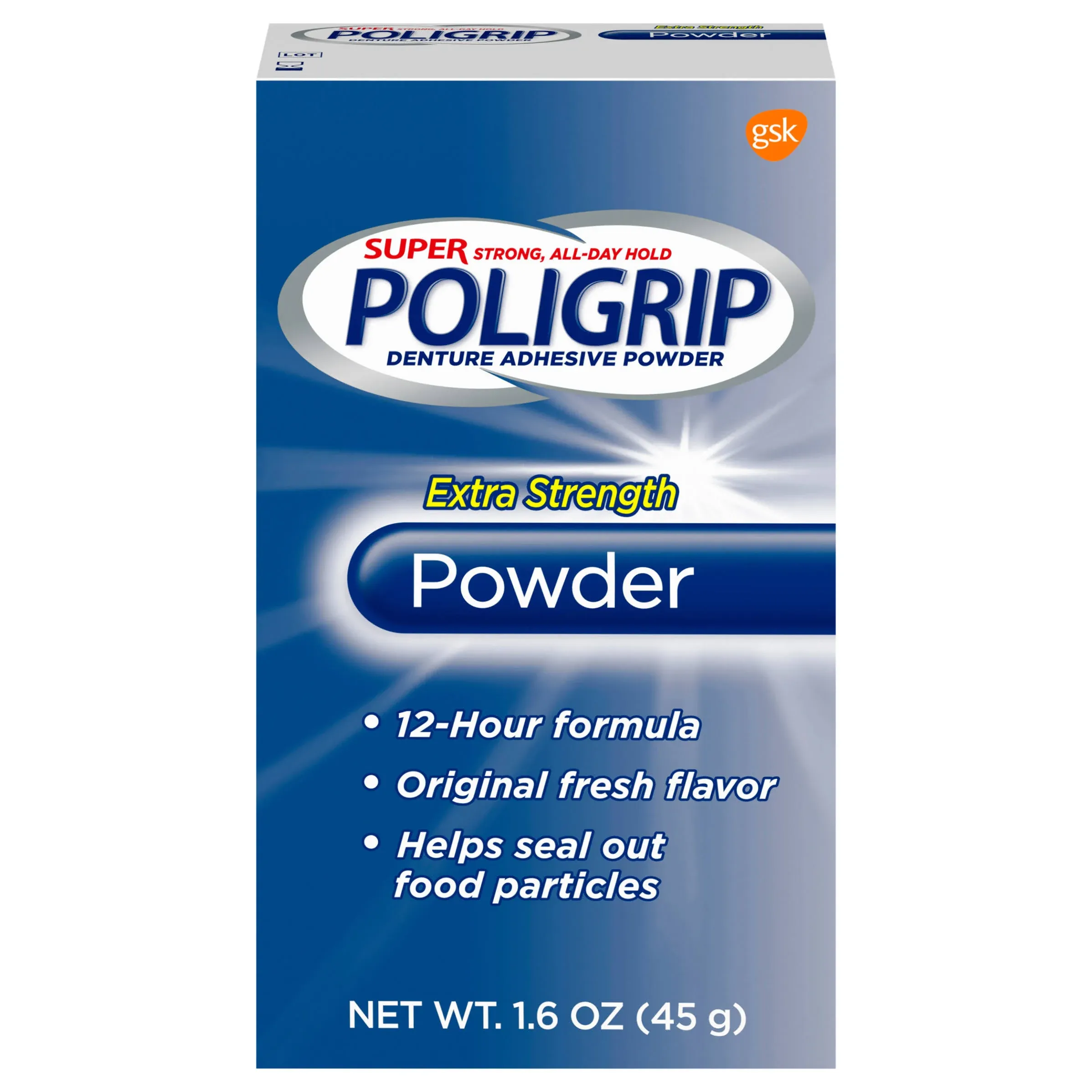 Super Poligrip Extra Strength Denture Adhesive Powder, 1.6 Oz