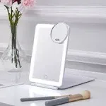 LED Foldable Travel Makeup Mirror - 5x7 inches 3 Colors Light Modes USB Recha...