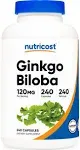 Nutricost Ginkgo Biloba 120mg - 240 Capsules