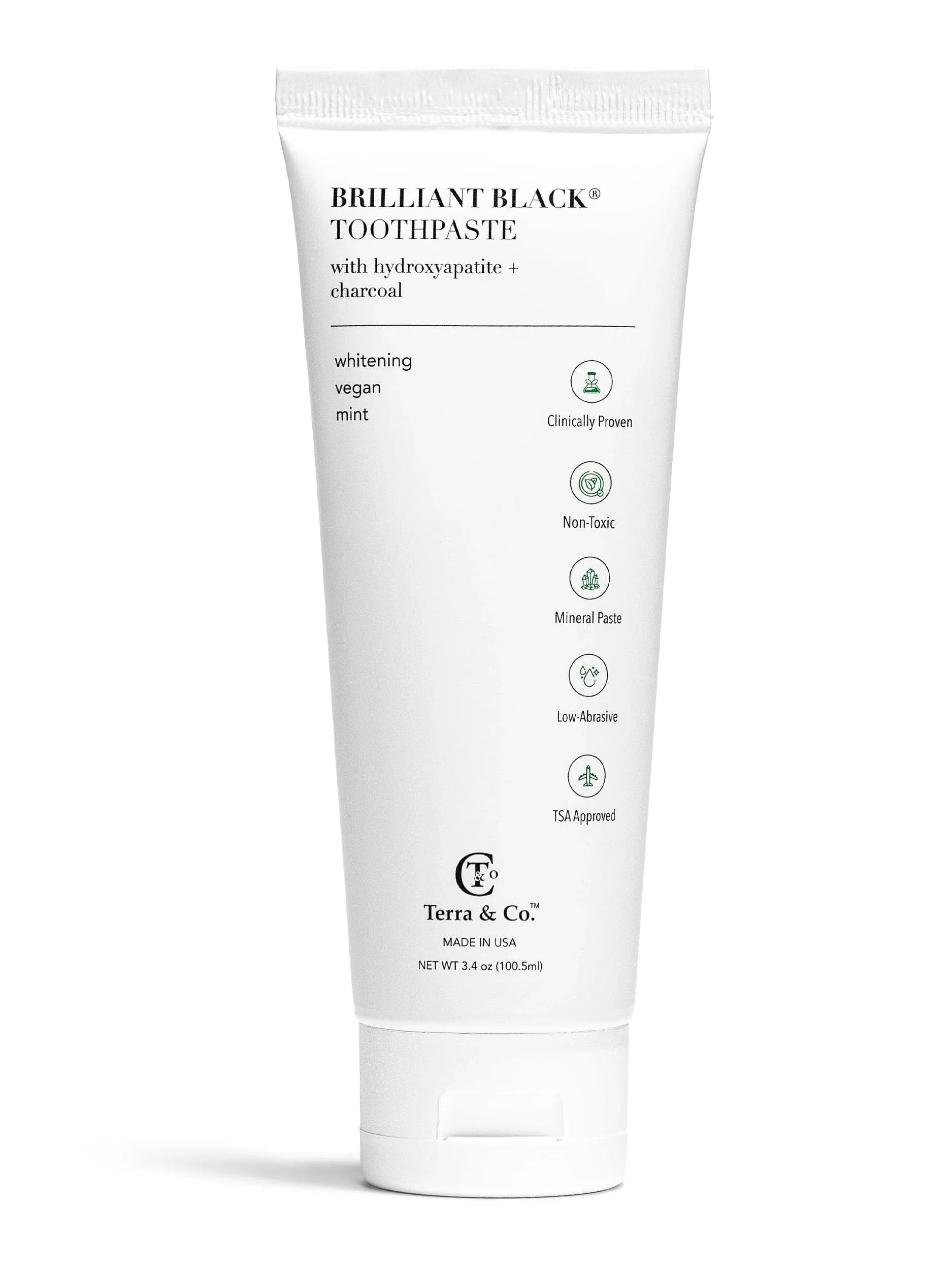 Terra & Co | Brilliant Black Hydroxyapatite Toothpaste + Charcoal