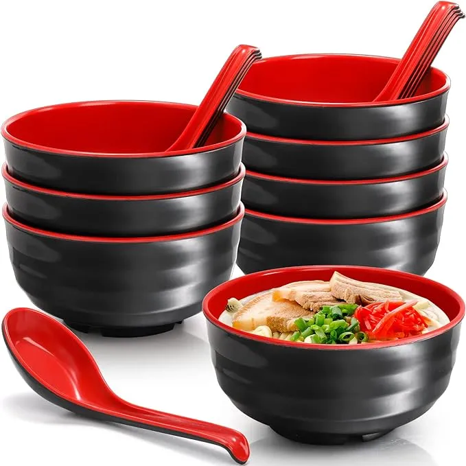 1/2 Sets Melamine Ramen Bowl Set, Japanese Style Soup Bowls Set With Chopsticks ...