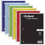 Oxford Spiral Notebook 6 Pack, 1 Subject, College Ruled Paper, 8 x 10-1/2 Inch, Pastel Pink, Orange, Yellow, Green, Blue and Purple, 70 Sheets (63756)