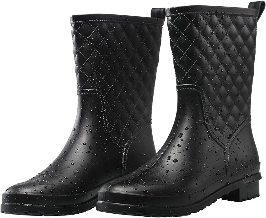 Women's Mid Calf Waterproof Rain Boots