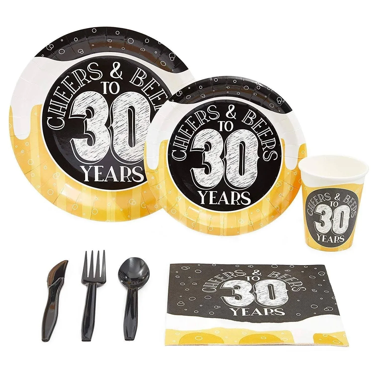 168-Piece 30th Birthday Plates, Napkins, Cheers and Beers to 30 Years Party