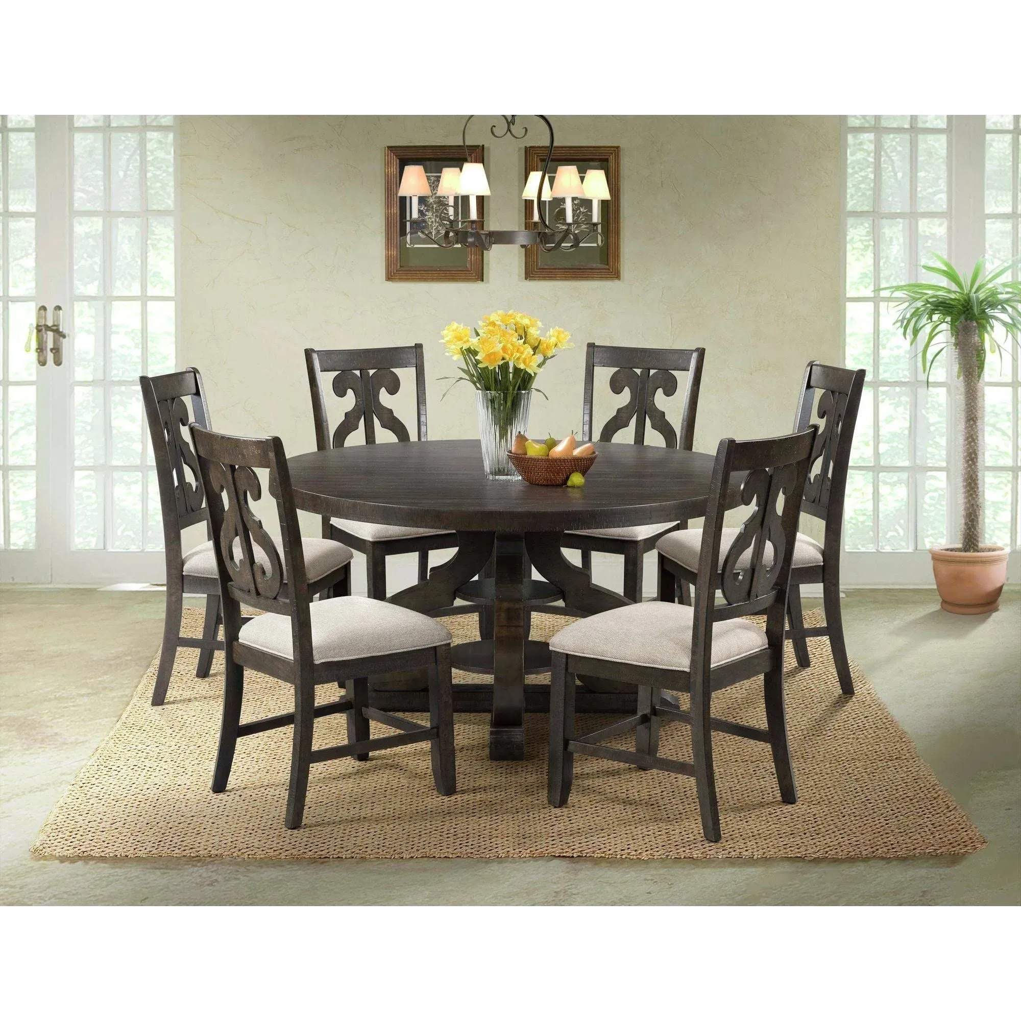 Society Den Stanford Round 7PC Dining Set-Round Table & 6 Chairs