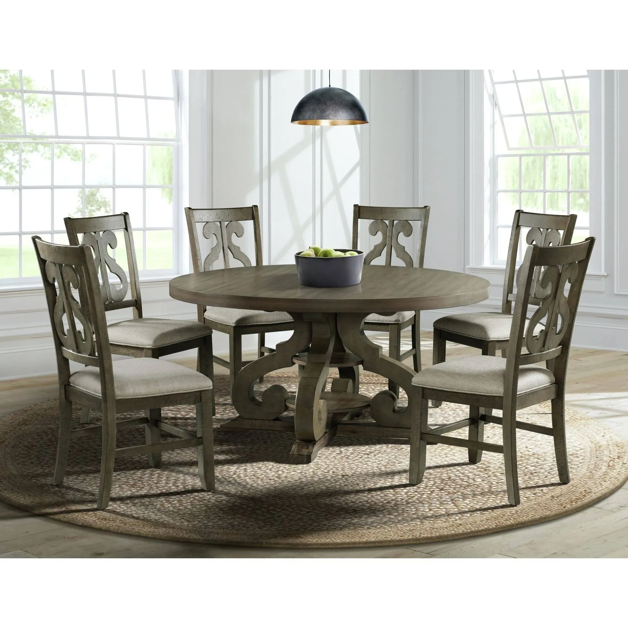 Picket House Furnishings Stanford Round 7PC Dining Set-Table & Six Chairs - Traditional - Dining Sets - by Homesquare | Houzz