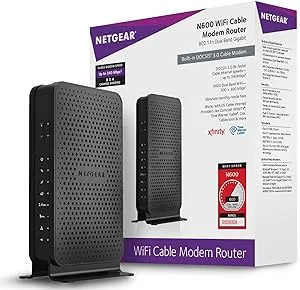 NETGEAR N600 (8x4) WiFi DOCSIS 3.0 Cable Modem Router (C3700) Certified for Xfinity from Comcast, Spectrum, Cox, Spectrum & more