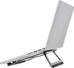 Amazon Basics Aluminum Portable Foldable Laptop Support Stand for Laptops Up to 13", Black