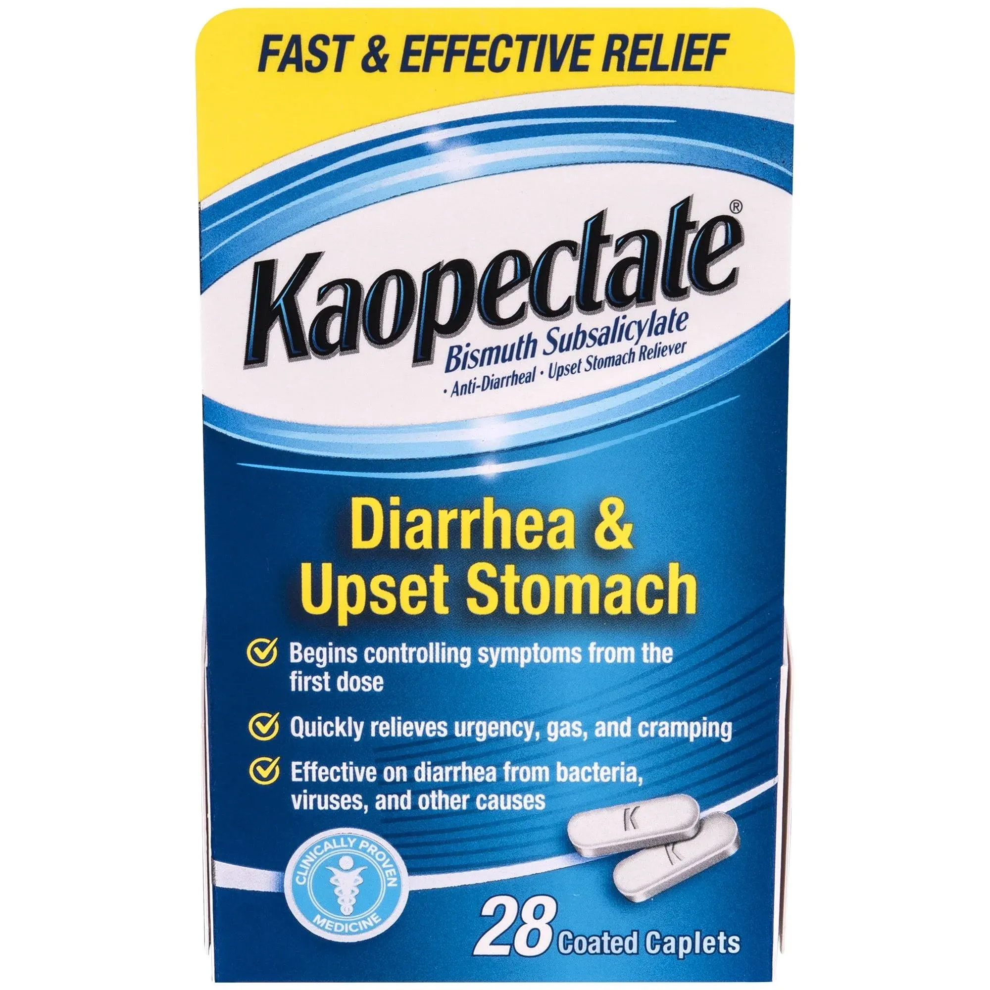 Kaopectate Multi-Symptom Relief Anti-Diarrheal Upset Stomach Reliever 28 Caplets