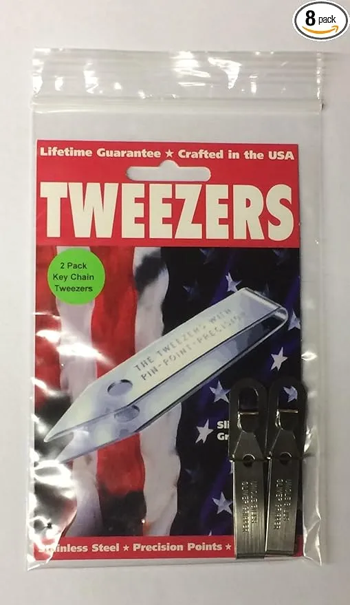 2 Pack Uncle Bills Sliver Gripper Precision Key Chain Tweezers