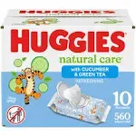 Huggies Natural Care Wipes, with Cucumber & Green Tea - 10 - 56 wipe packs [560 wipes]