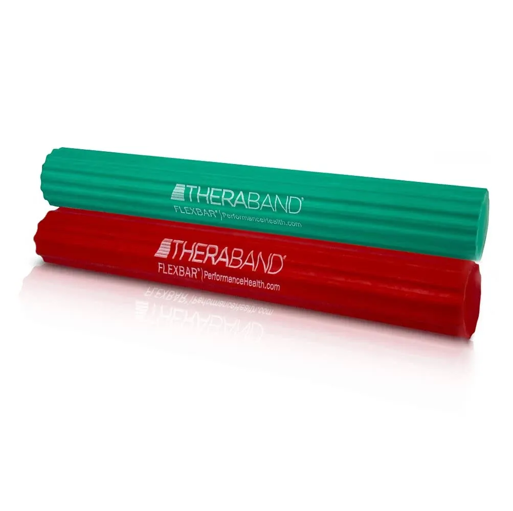 THERABAND FlexBar, Tennis Elbow Therapy Bar, Relieve Tendonitis Pain & Improve Grip Strength, Resistance Bar for Golfers Elbow & Tendinitis, 3 pack, Light-Medium-Heavy, RED/GREEN/BLUE