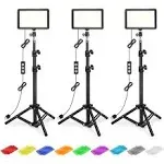 Photography Lighting Kit Dimmable 5600K USB Led Video Studio Streaming Lights With Adjustable Tripod Stand And Color Filters For Table Top/Photo Video Shooting (3 Pcs)