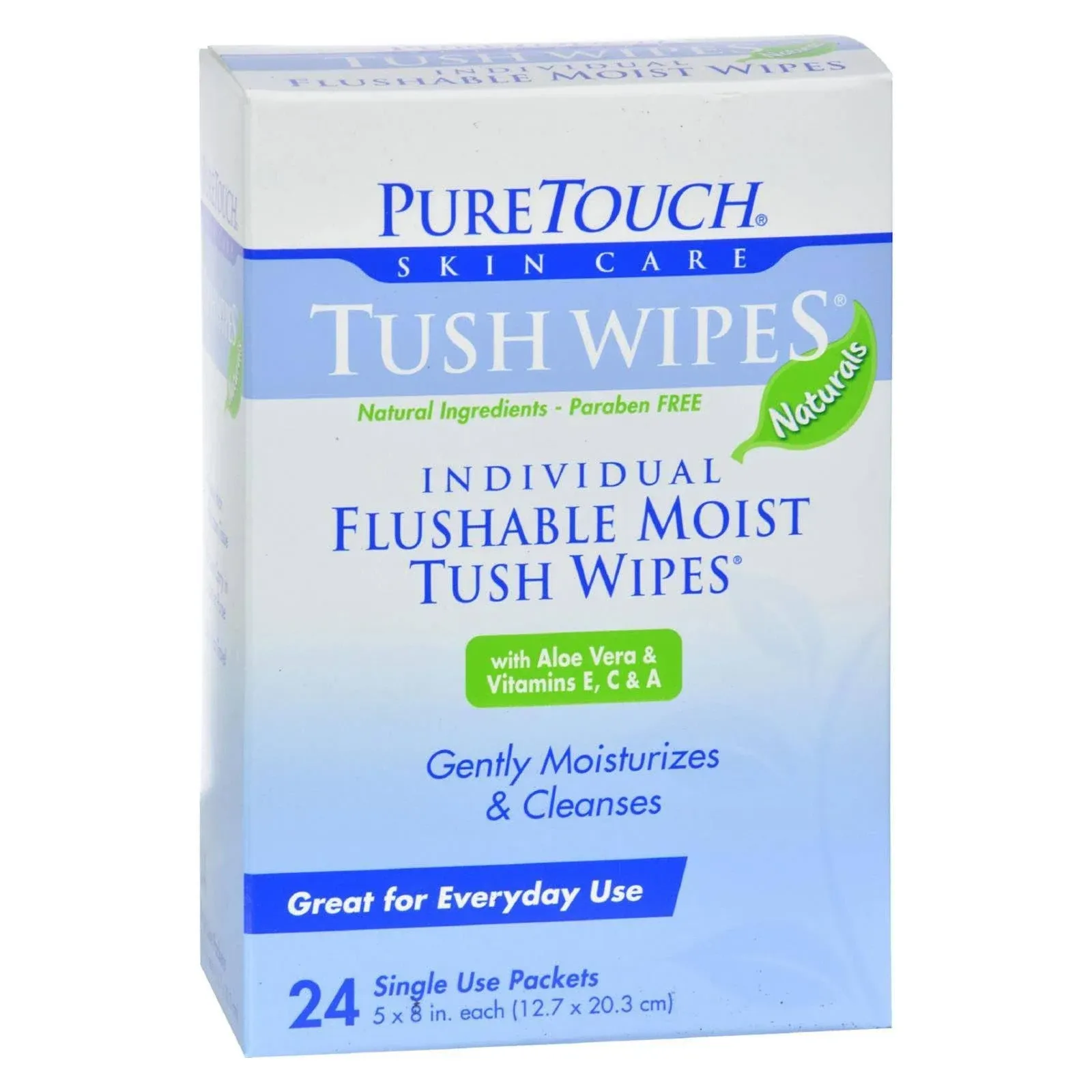 PureTouch Tush Wipes Individual Flushable Moist Wipes with Aloe Vera & Vitamin E - 24 wipes