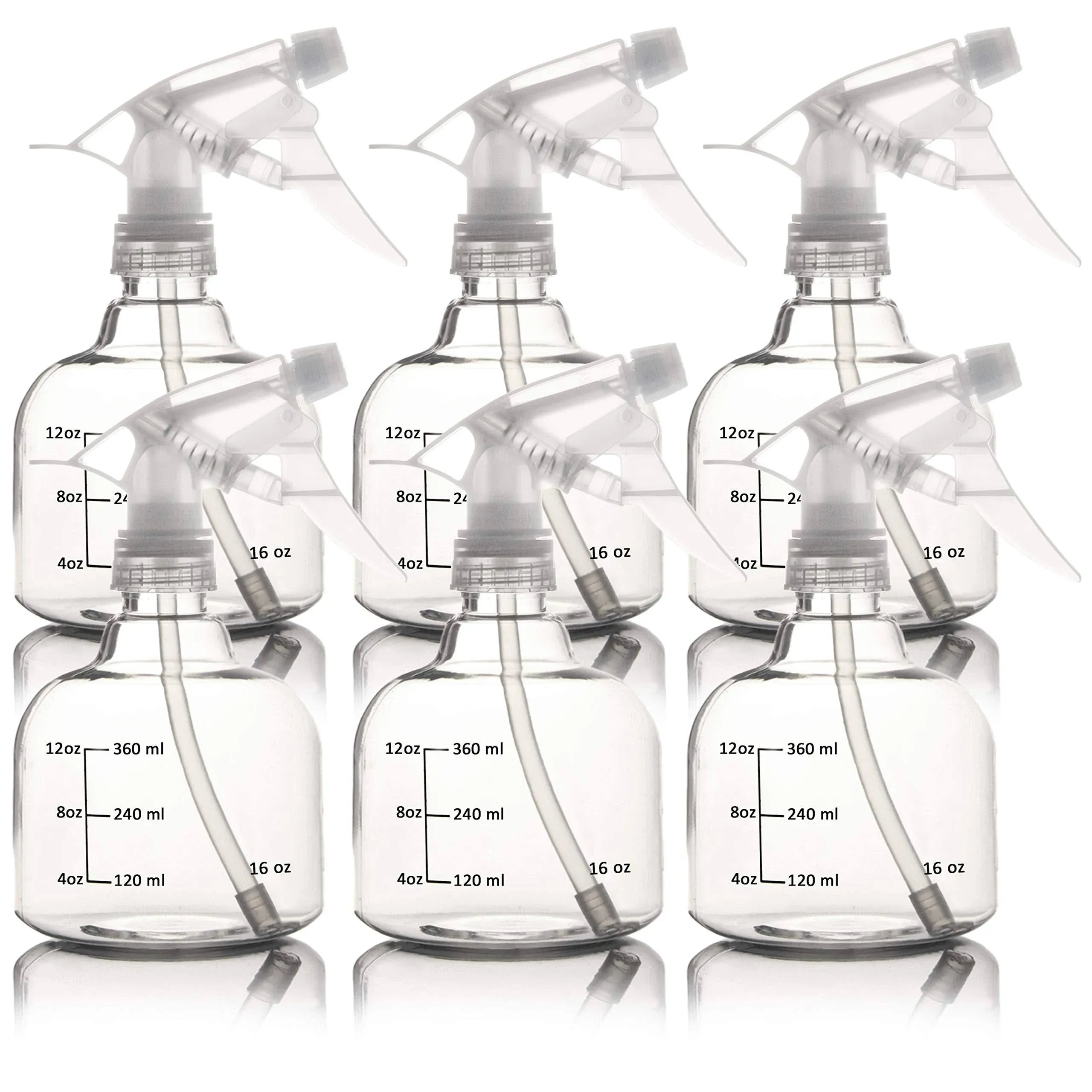 Youngever 6 Pack Empty Plastic Spray Bottles, Clear Spray Bottles for Hair and Cleaning Solutions 16 Ounce YE391.057