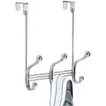 iDesign York Lyra Steel Over-The-Door 6-Hook Storage Rack - 8.38" x 5.25" x 11", Chrome