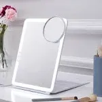 MAKEUP MIRROR Rechargeable Touch Screen LED Foldable Travel White 7&#034;x9&#034; MOCADO