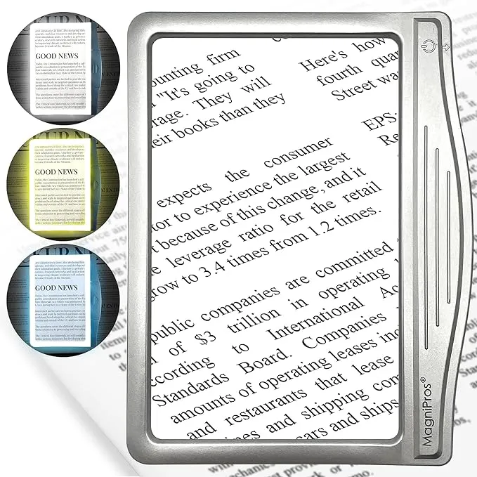 MagniPros 5X Ultra Bright Anti-Glare Page Magnifier,Black