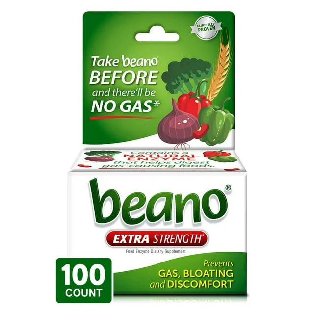 Beano Extra Strength, Gas Prevention & Digestive Enzyme Supplement, 100 Count