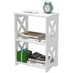 LUCKNOCK 3-Tiers Side Table, Narrow End Table with Storage Shelf, Simple Bedside Table Nightstand, Small Bookshelf Bookcase, Display Rack for