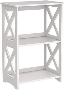 RIIPOO End Bedside Table 3 Tier - Perfect for Small Spaces, Living Rooms, Offices & dorms | Compact Bathroom Nightstand Shelf - White