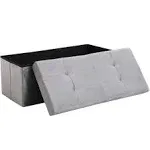 CUYOCA Storage Ottoman Bench Foldable Footrest End of Bed Ottoman for Living Room Bedroom, with Flipping Lid, 75L Storage Space, 30 Inches Velvet Grey