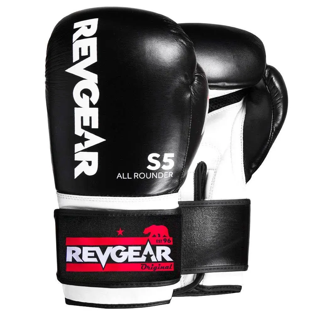 Revgear S5 All Rounder Leather Boxing Glove | Muay Thai Kickboxing MMA Sparring Training | Excellent Wrist and Knuckle Protection for Men and Women