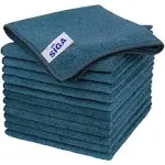 MRSIGA Microfiber Cleaning Cloth, All-Purpose Microfiber Towels, Streak Free Cleaning Rags, Pack of 12, Light Teal, Size 32 x 32 cm