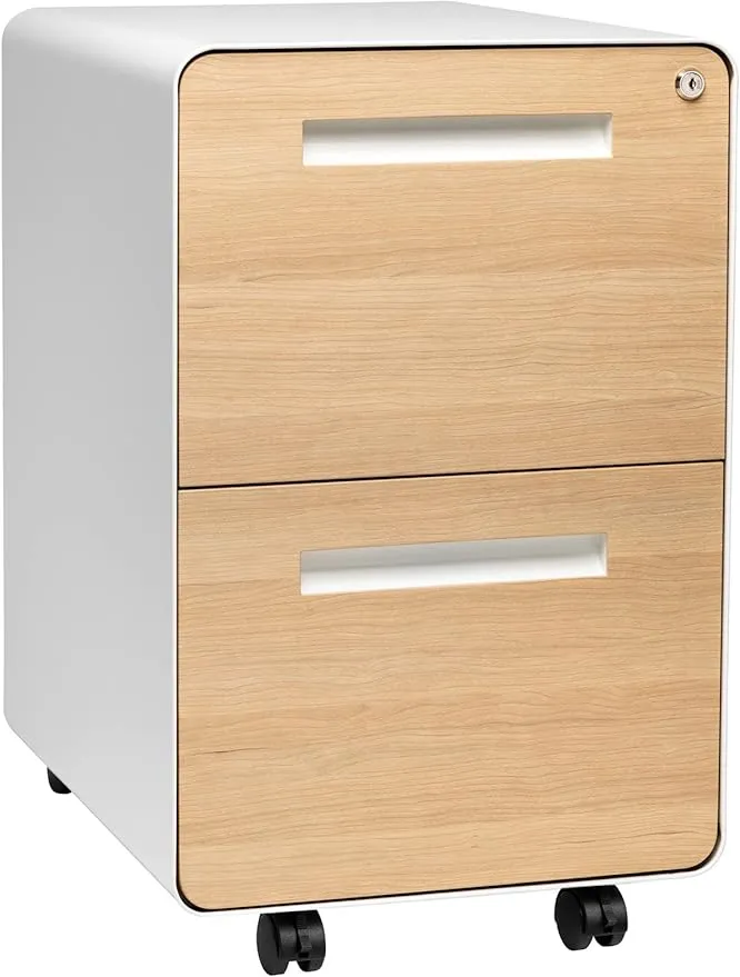 Laura Davidson Furniture Stockpile 2-Drawer Modern Mobile File Cabinet, Commercial-Grade (White/Wood)