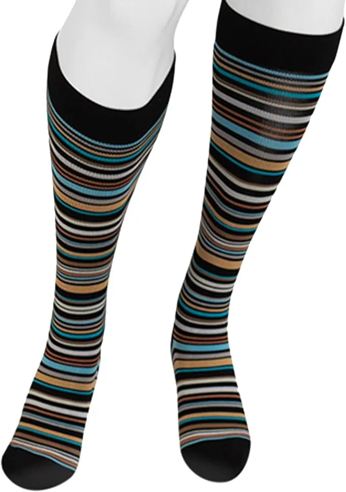 Juzo Power Vibe Premium Compression Socks For Men and Women 15-20 mmHg, Groovy Zebra, Large