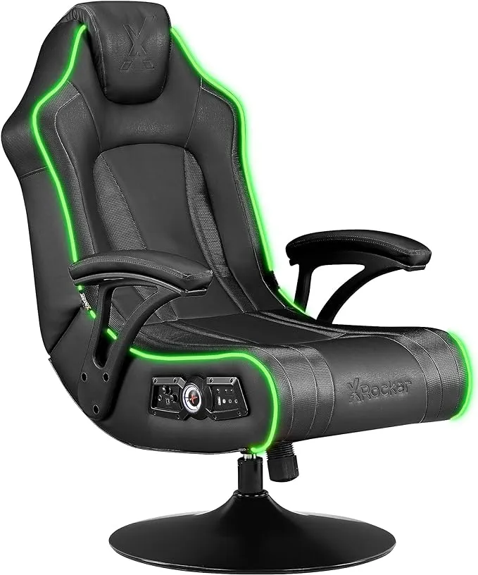 X Rocker PC Computer Video Gaming Office Pedestal Chair, Built in Audio Speakers, Ergonomic Design, Gamer Chair for Adults, Teens, Men, Boys, Girls