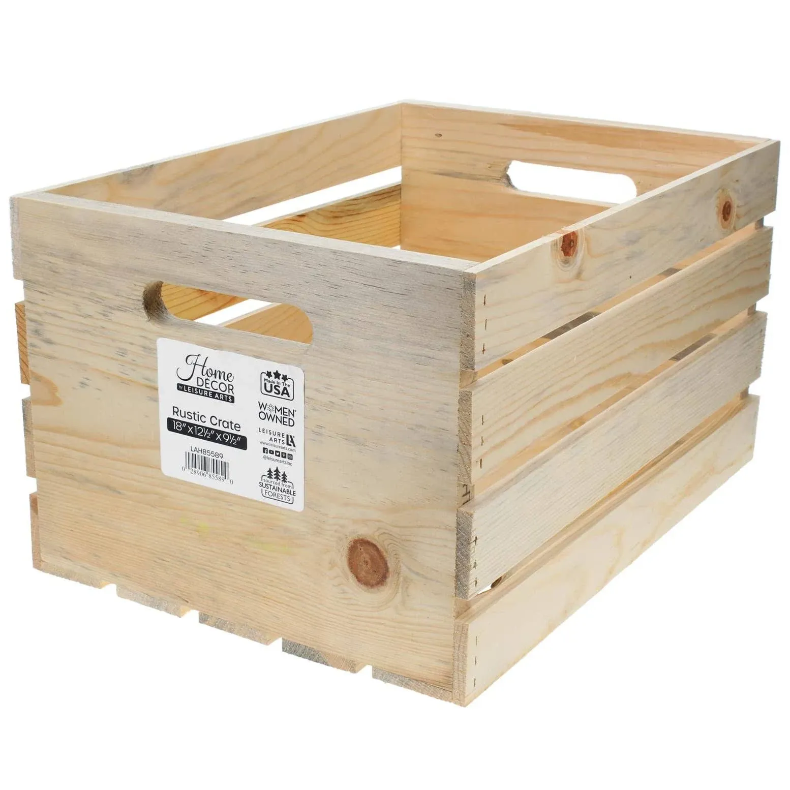 Leisure Arts Good Wood Wooden Crate, Wood Crate Unfinished, Wood Crates for ...