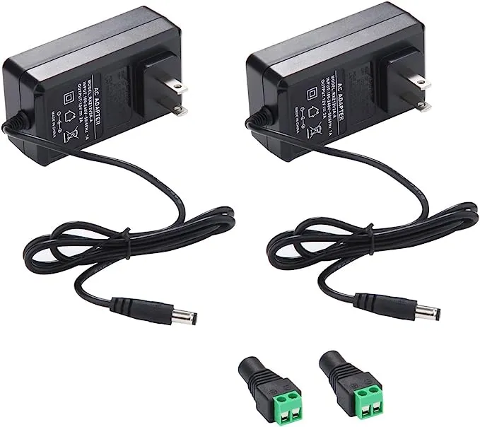 12V 2A Power Supply AC Adapter, AC 100-240V to DC 12 Volt Transformers, 2.1mm 