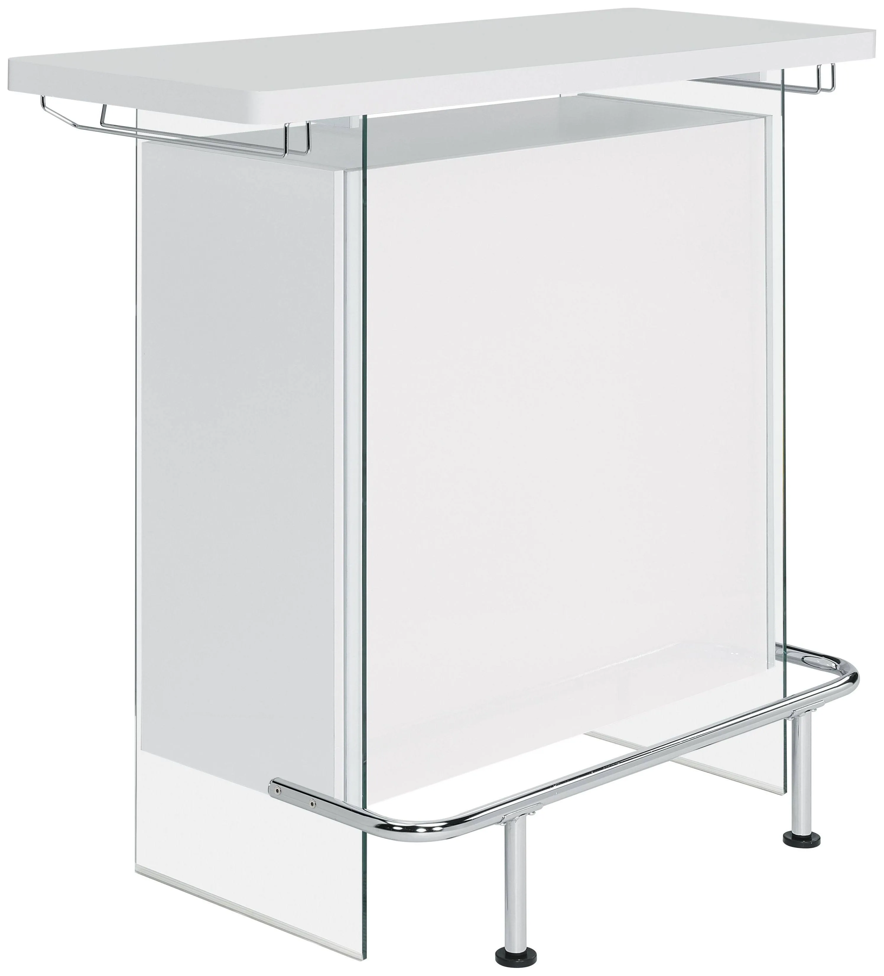 Acosta Rectangular Bar Unit with Footrest and Glass Side Panels