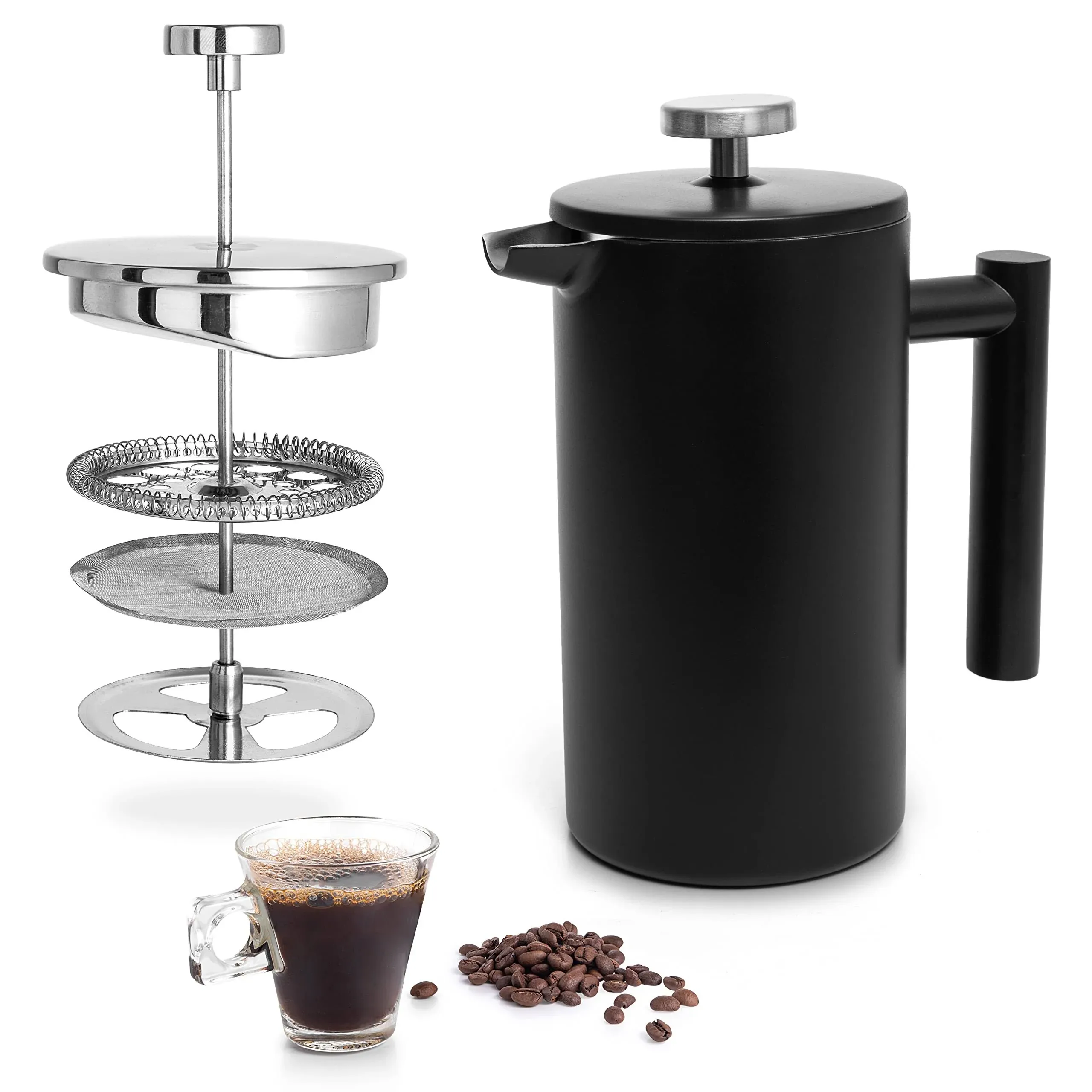 Stainless Steel French Press Coffee Maker - Insulated 27 Oz Capacity