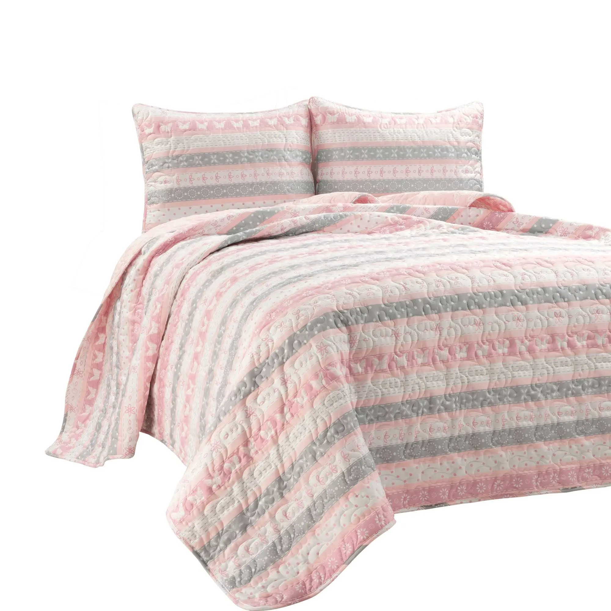 Lush Decor Sara Lily Reversible Quilt Pink 3PC Set Full Queen