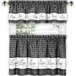 Achim Charcoal Live, Love, Laugh Window Curtain Tier Pair and Valance Set