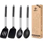 Pack of 4 Silicone Cooking Utensils Set, Non Stick Large Solid Spatulas, Heat