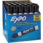 EXPO Low Odor Dry Erase Markers, Fine Tip, Black, 36 Count