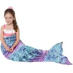 Catalonia Kids Mermaid Tail Blanket, Super Soft Plush Flannel Sleeping Snuggle Blanket for Girls, Rainbow Tie-Dye, Fish Scale Pattern, Gift Idea