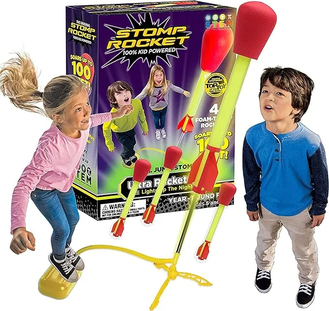 Stomp Rocket Original Launcher - Ultra LED Rockets Launch 100 ft - 4 LED Light Up Rockets and Adjustable Stand - Fun Outdoor Toy for Kids Day and Night - Gift for Boys and Girls Age 5+ Years OldStomp Rocket Original Launcher - Ultra LED Rocket…