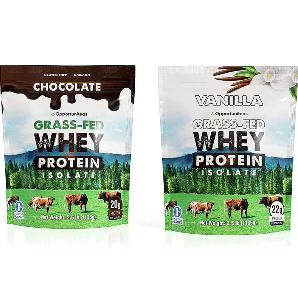 Opportuniteas Grass Fed Vanilla Choco Whey Protein Isolate Powder - 20g Prote...