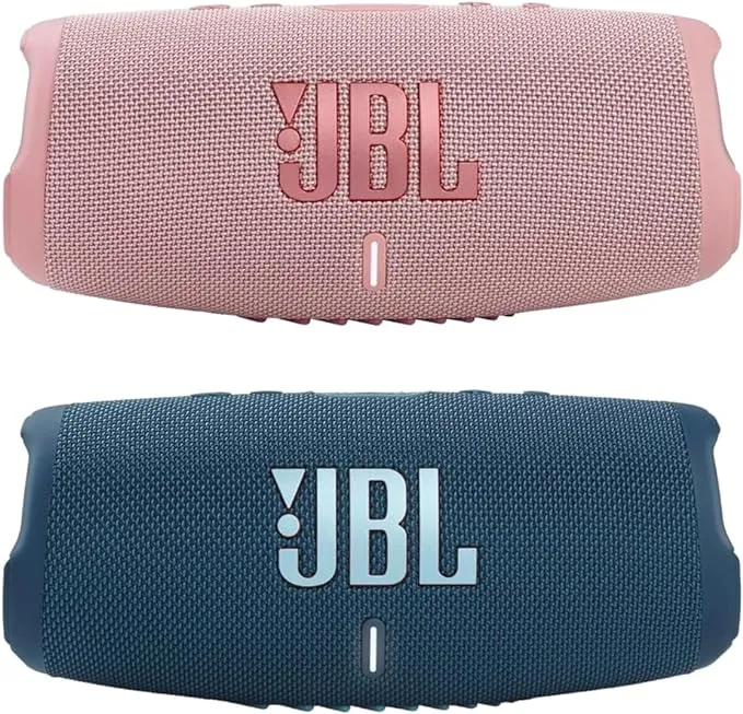 JBL Charge 5 - Waterproof Portable Bluetooth Speaker - Pink/Blue (Pair)