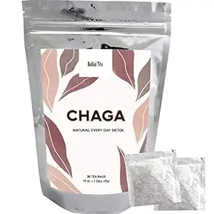 Chaga Tea - 100% Wild Siberian Chaga Mushroom - Organic - 30 Unbleached Tea Bags - Pure No Additives - Natural Detox and Digestive Support - Hand-Pi