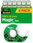 3M Scotch Magic Office Tape with Dispenser, 3/4" x 650" - 6 pack