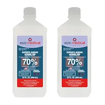 70% Isopropyl Alcohol 70 Percent Rubbing Alcohol 70 Percent USP, 16 oz. Bottle, Multipurpose First Aid Antiseptic for Minor Wounds, Cuts, Scrapes and Burns | Home Cleaning and First Aid Tool (2)