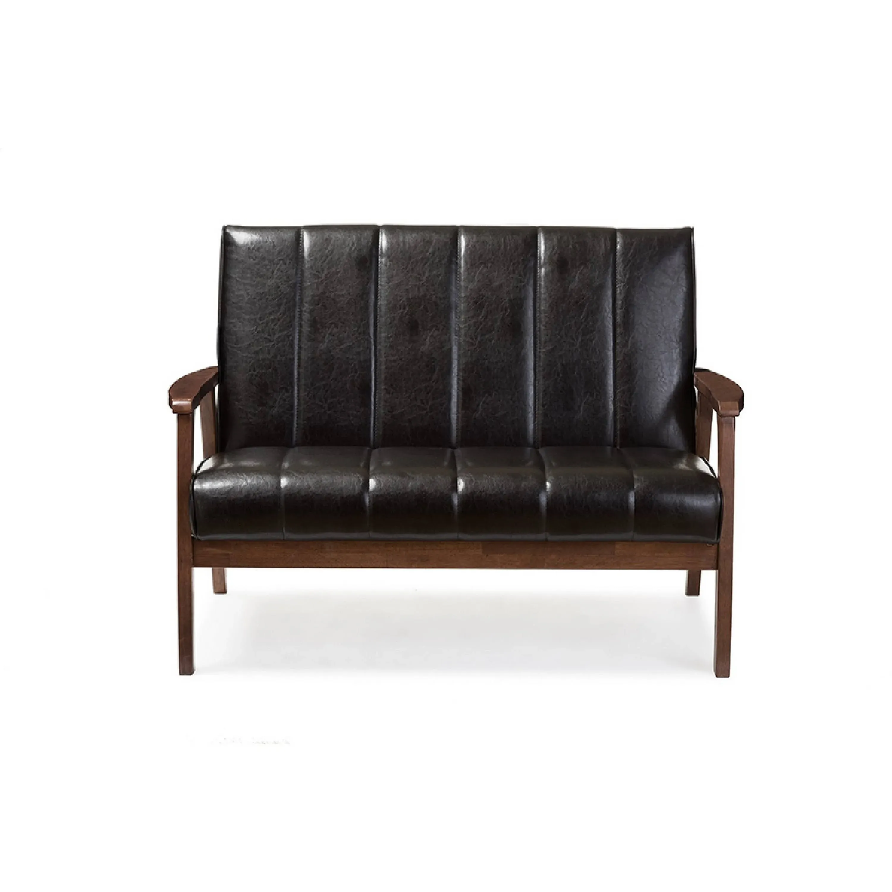 Baxton Studio Nikko Mid-century Modern Faux Leather 2-Seater Loveseat