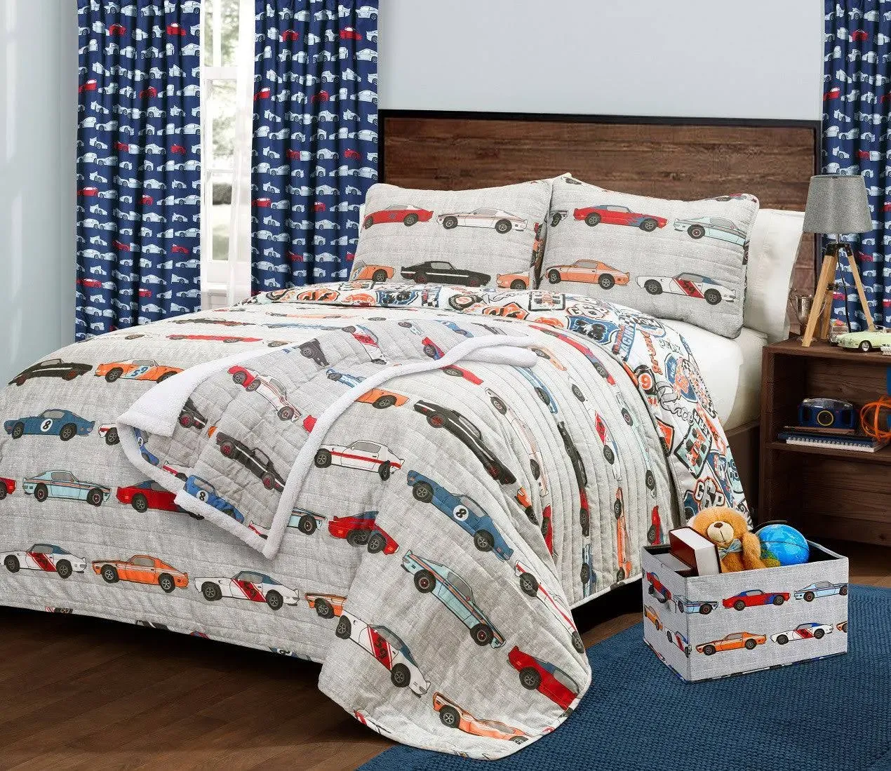 Lush Decor Race Cars Quilt Set Blue Twin